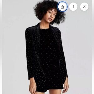 Zara Black Velvet Blazer with Stud Accents